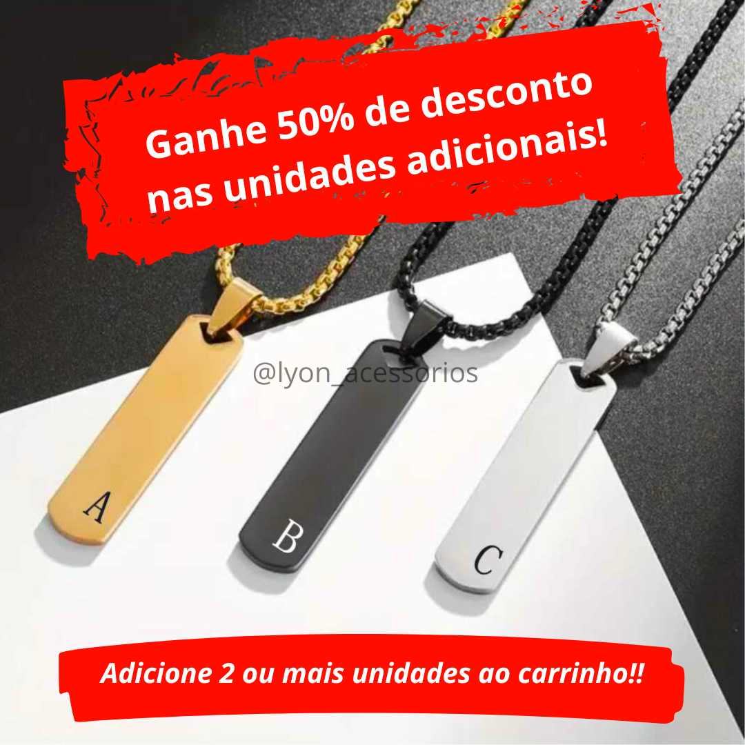 Colar Masculino Barra Vertical Personalizada