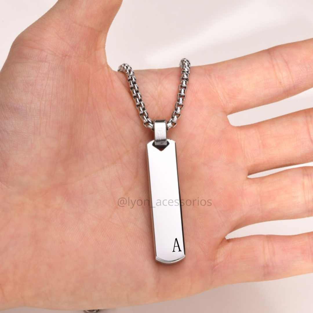 Colar Masculino Barra Vertical Personalizada - Lyon Acessórios