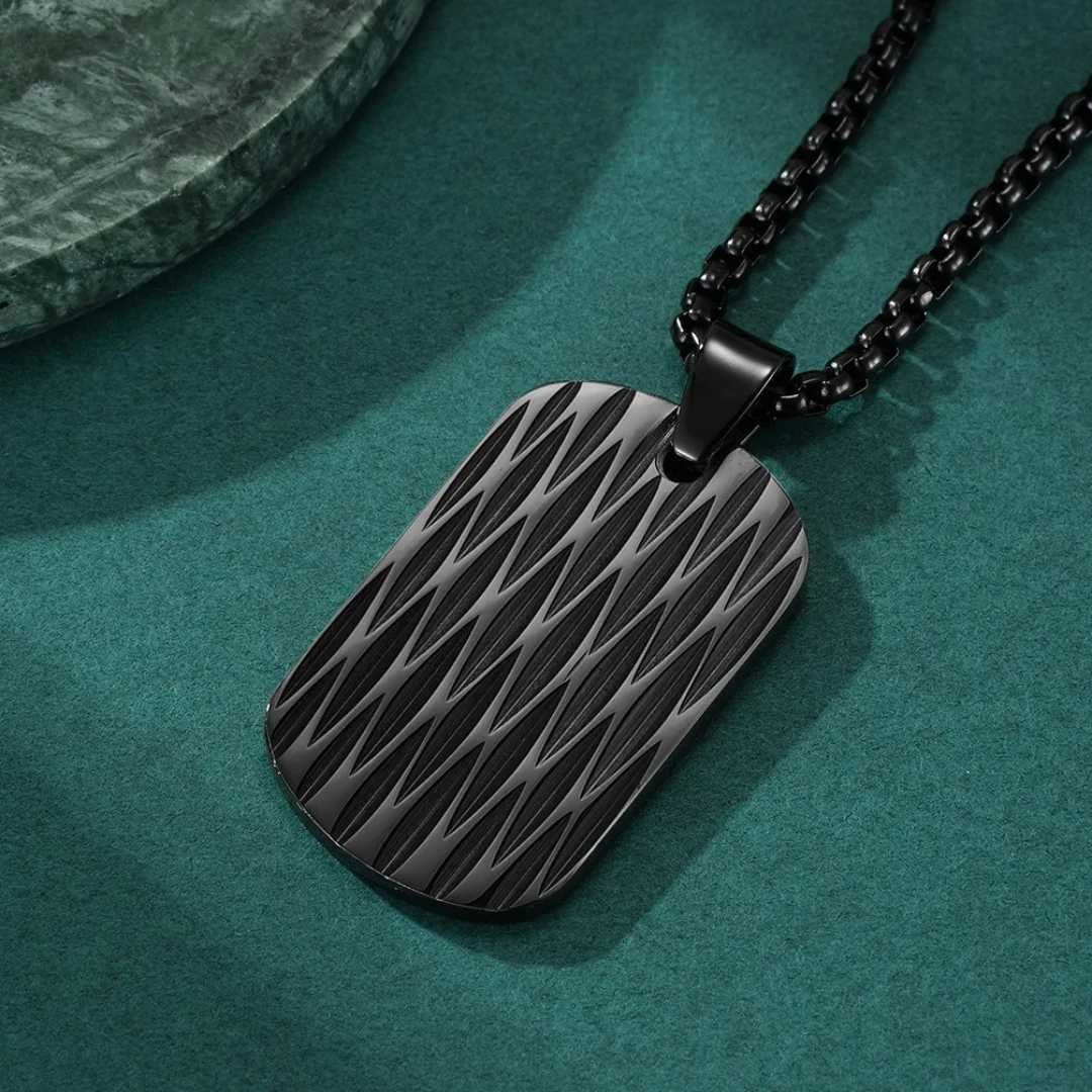 Colar Masculino Dog Tag Diamond Blade - Preto