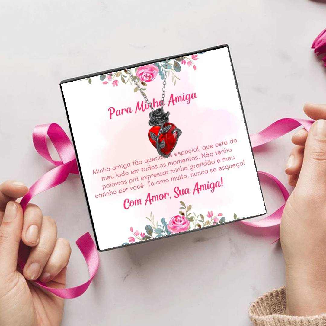 Presente Para Minha Amiga - Colar Encanto da Rosa Negra - Lyon Acessórios