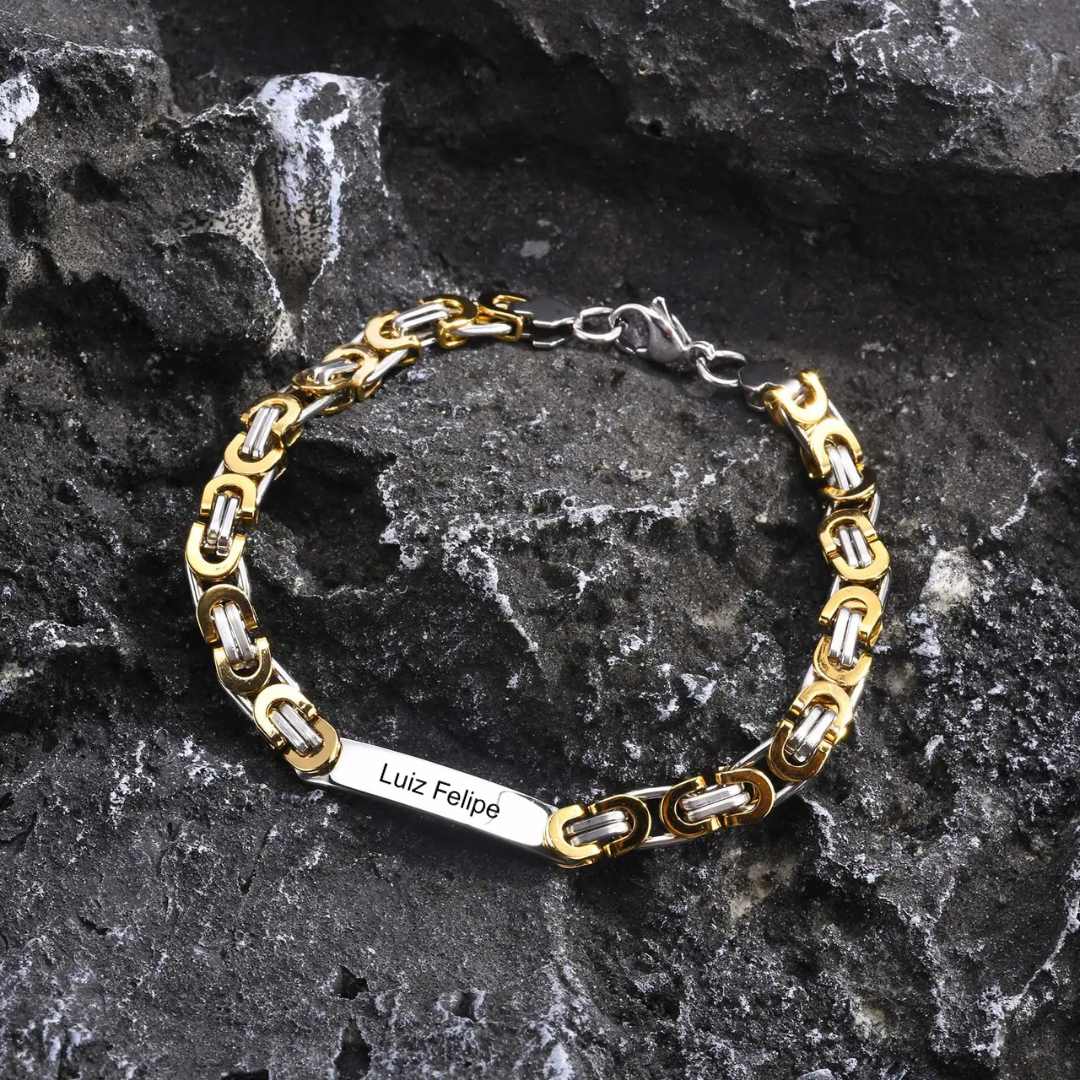 Pulseira Masculina Bizantina Personalizada - Lyon Acessórios