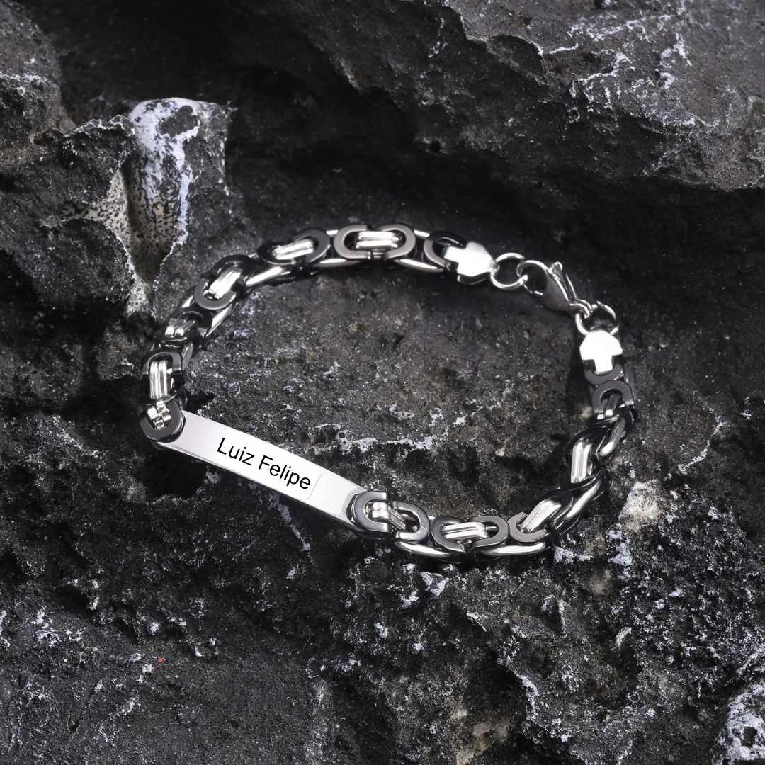 Pulseira Masculina Bizantina Personalizada - Lyon Acessórios