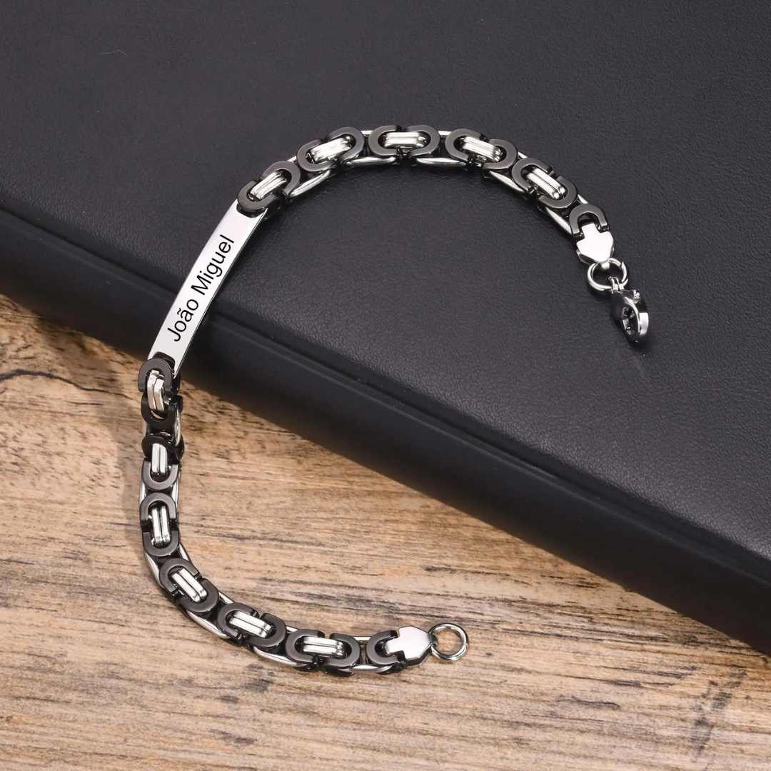 Pulseira Masculina Bizantina Personalizada - Lyon Acessórios