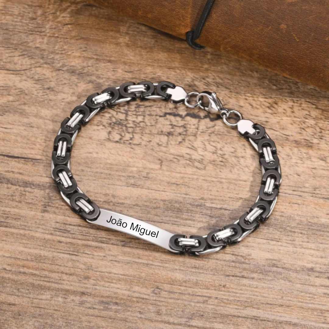 Pulseira Masculina Bizantina Personalizada - Lyon Acessórios