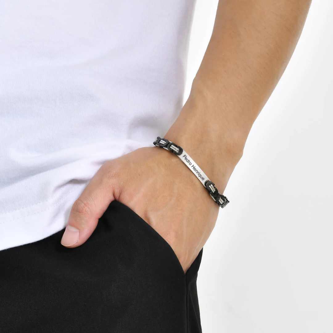 Pulseira Masculina Bizantina Personalizada - Lyon Acessórios