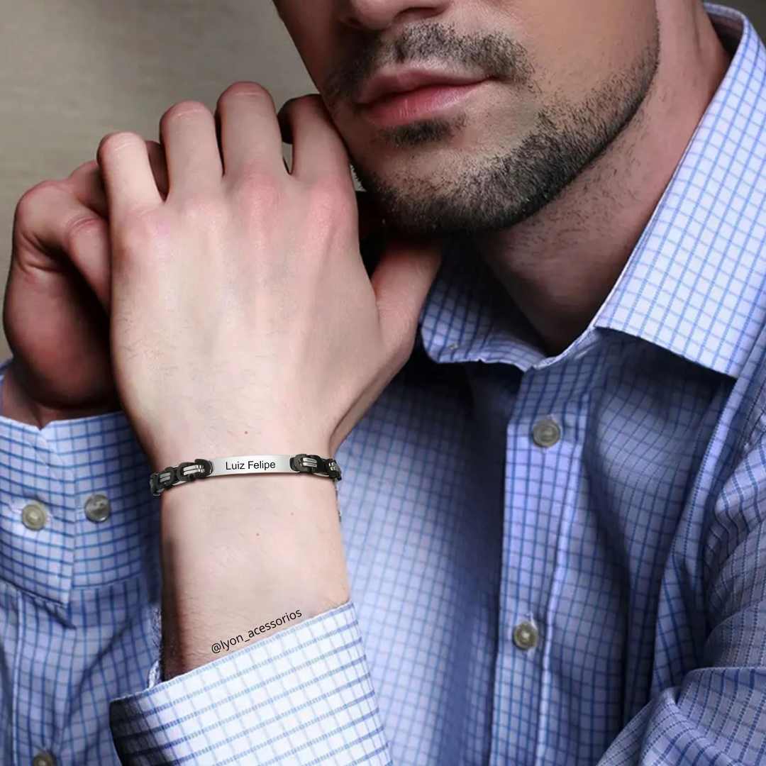 Pulseira Masculina Bizantina Personalizada - Lyon Acessórios