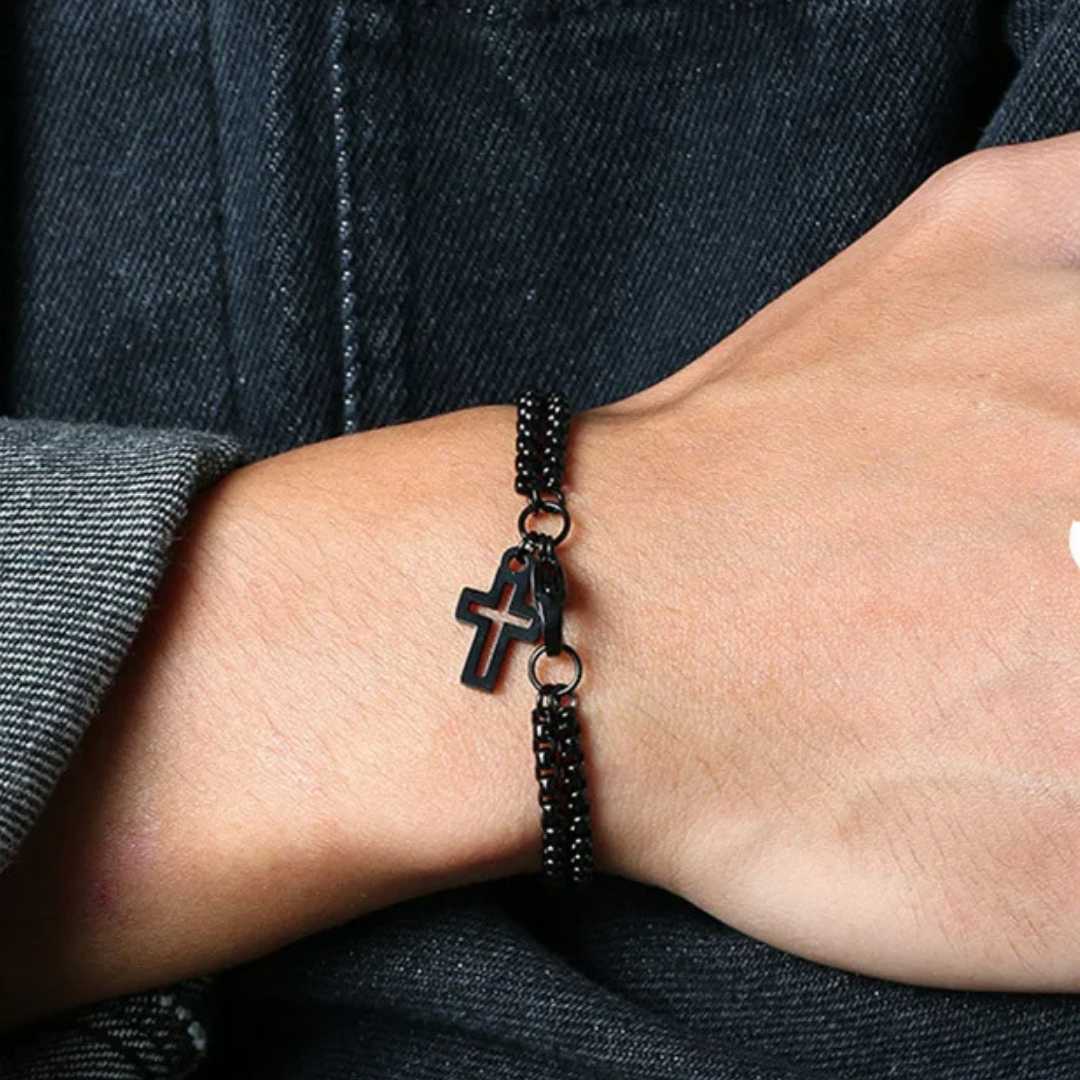 Pulseira Masculina Cruz Vazada - Lyon Acessórios