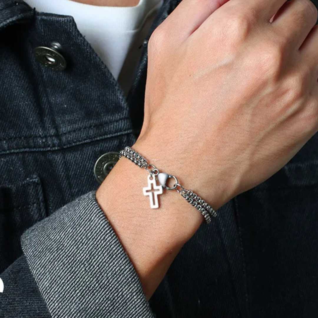 Pulseira Masculina Cruz Vazada - Lyon Acessórios