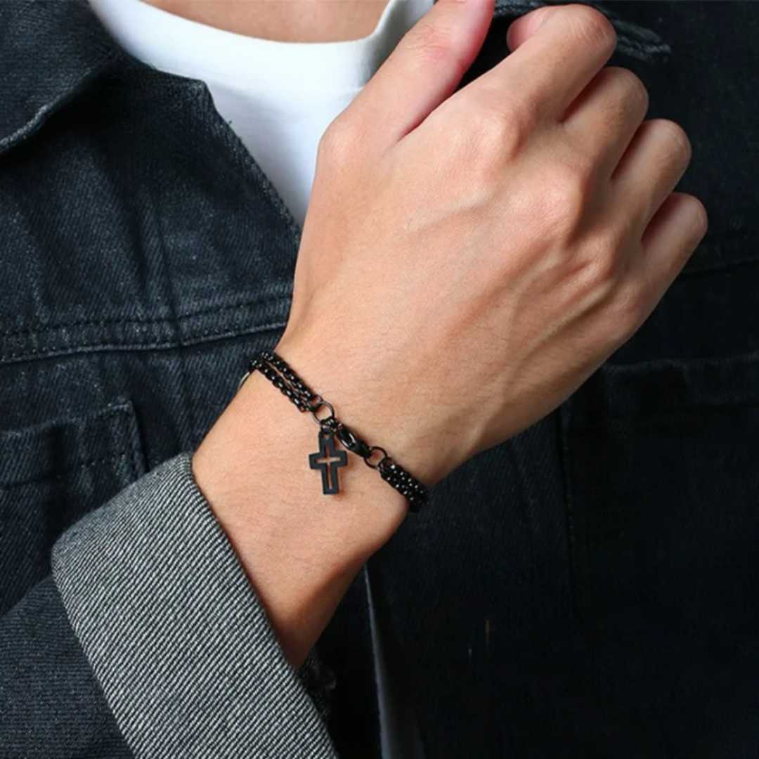 Pulseira Masculina Cruz Vazada - Lyon Acessórios