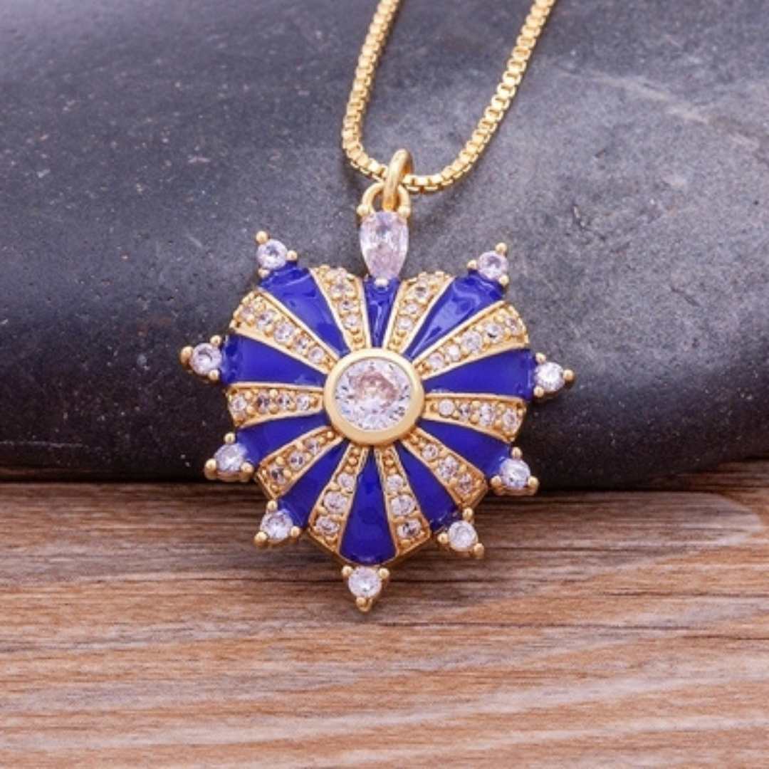 Colar Feminino Coração Sagrado - Azul