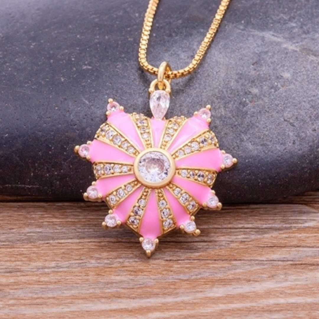 Colar Feminino Coração Sagrado - Rosa