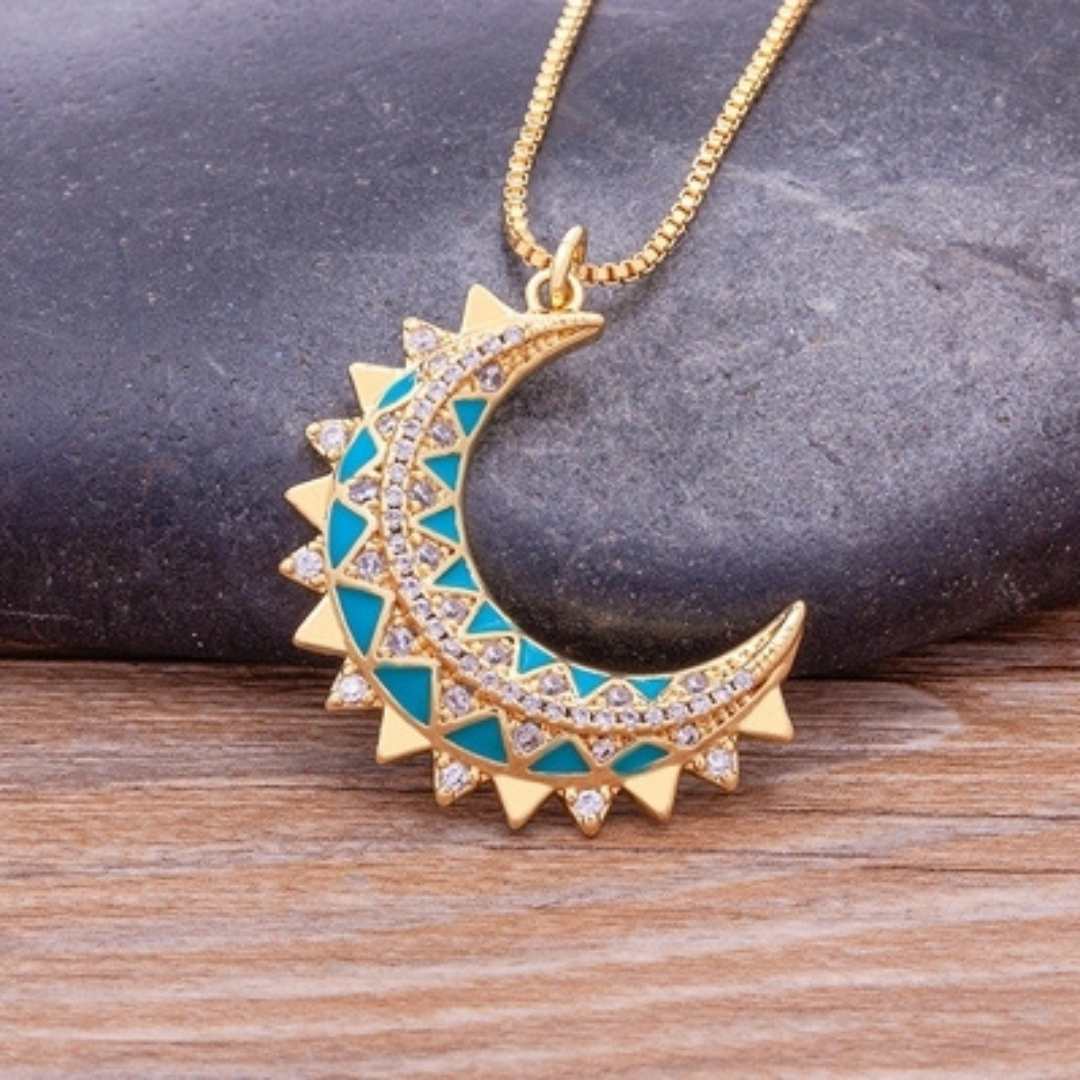 Colar Feminino Lua - Azul