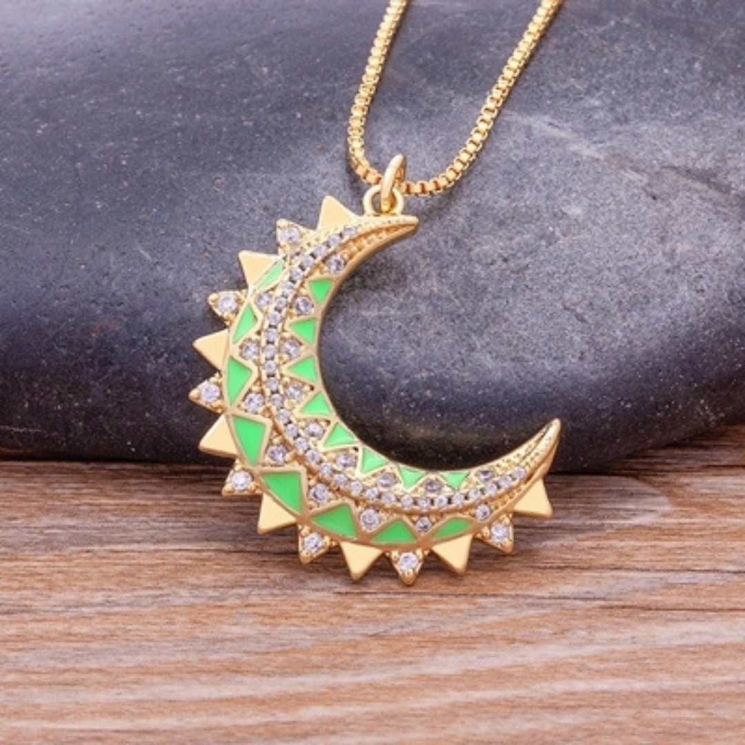 Colar Feminino Lua - Verde