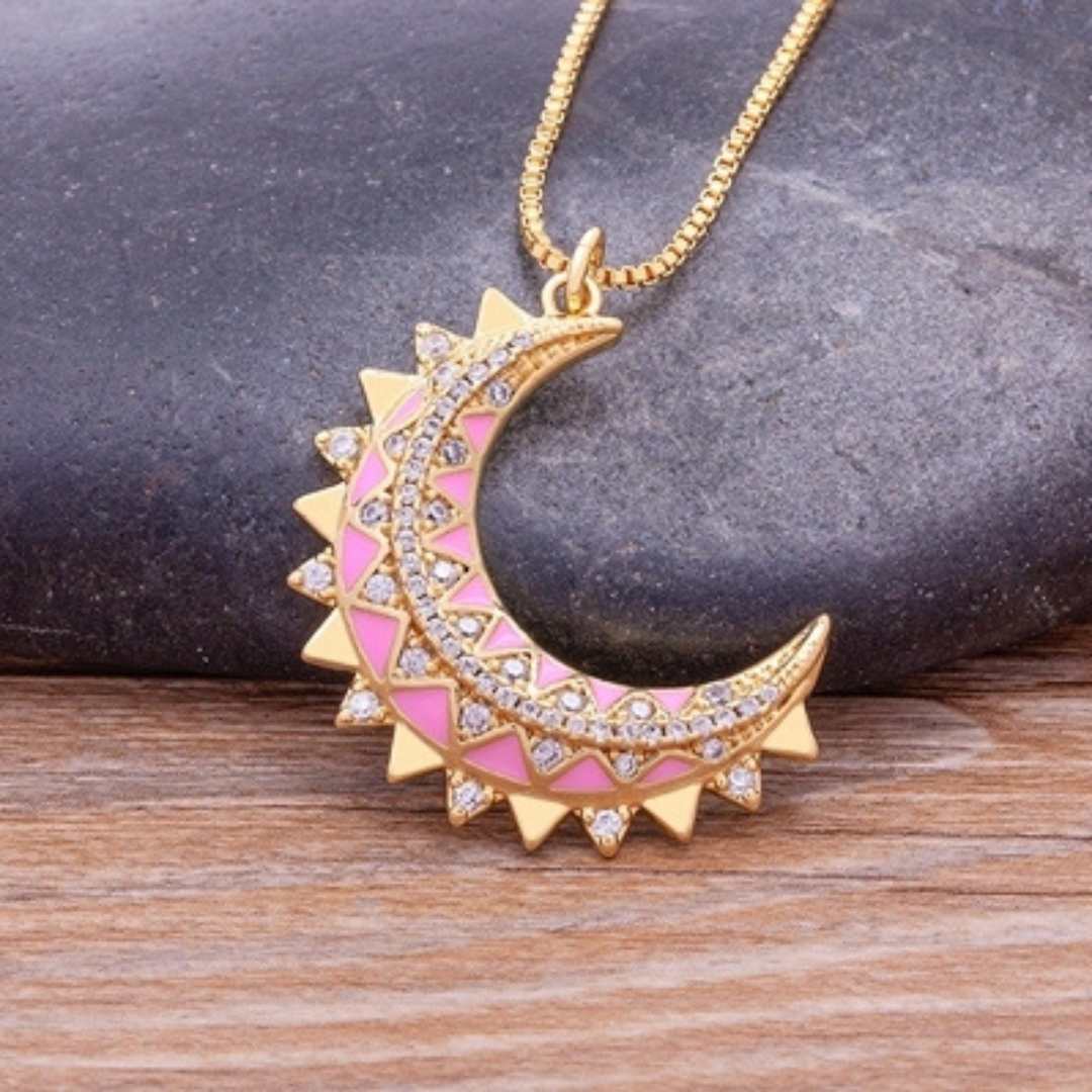 Colar Feminino Lua - Rosa