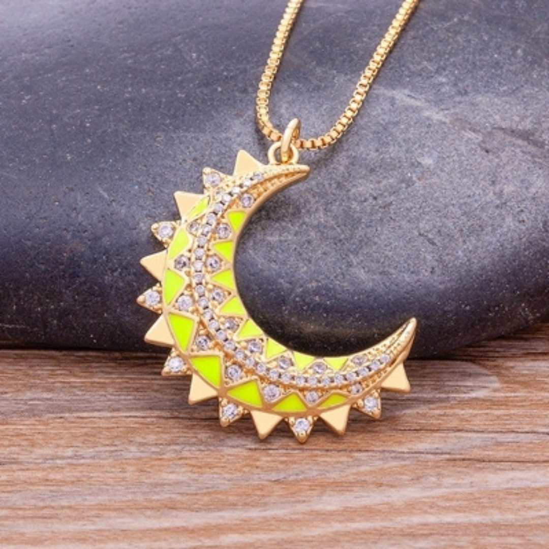 Colar Feminino Lua - Amarelo