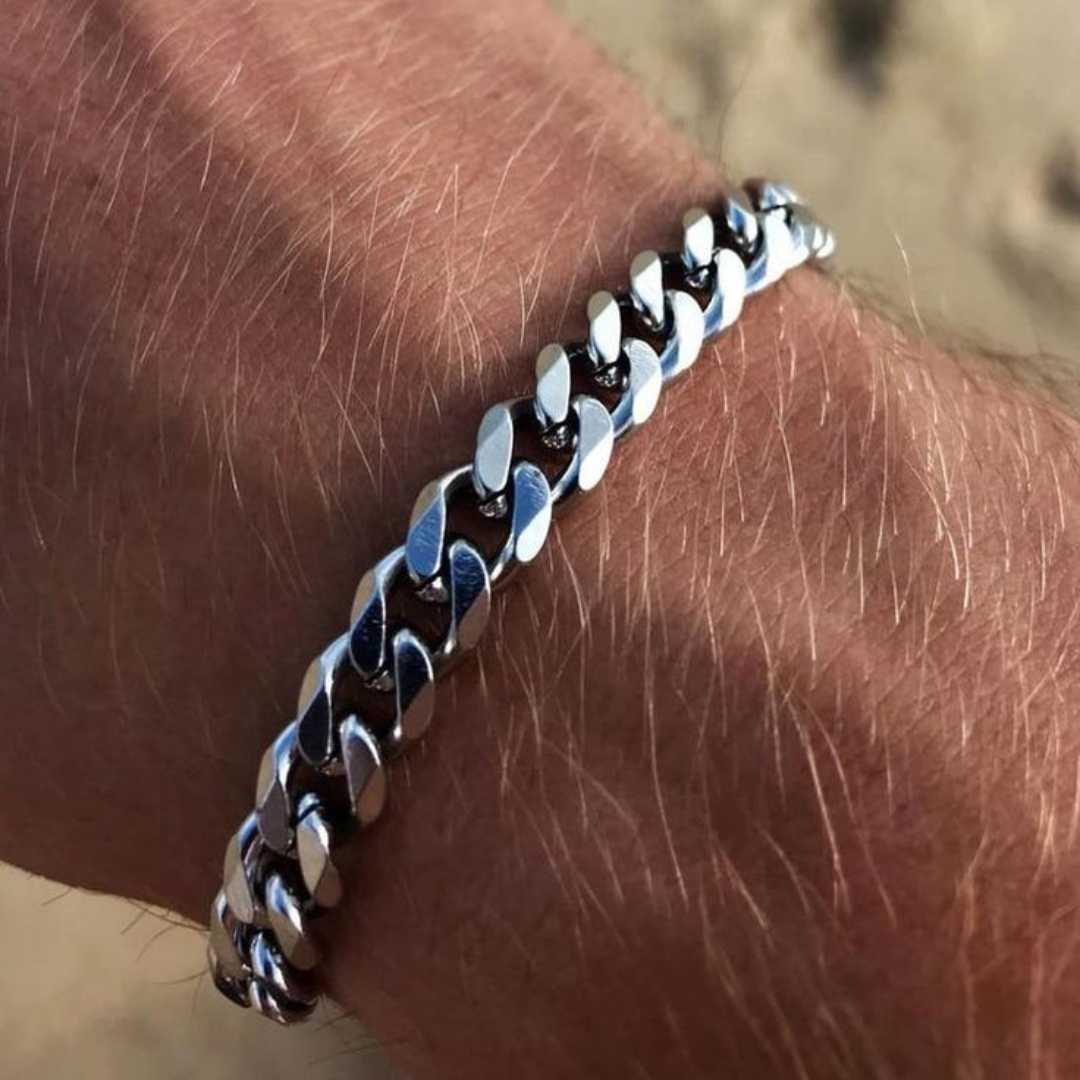 Pulseira Masculina Cubana - Prata