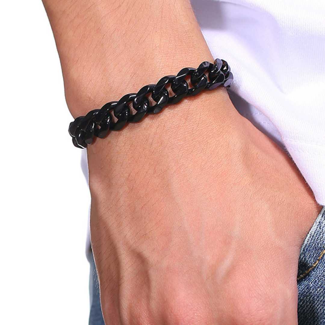 Pulseira Masculina Cubana Preta