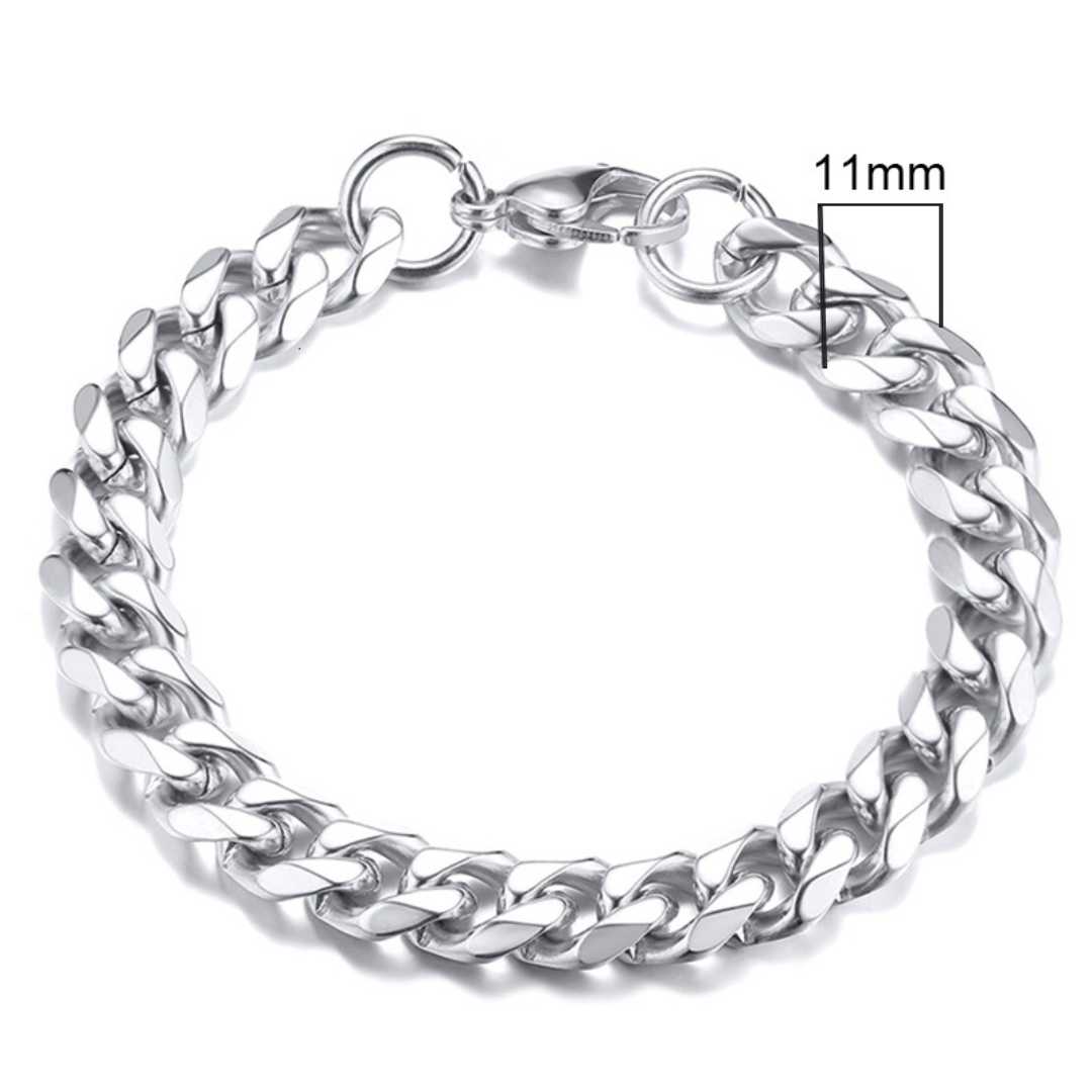 Pulseira Masculina Cubana - Prata 11 mm