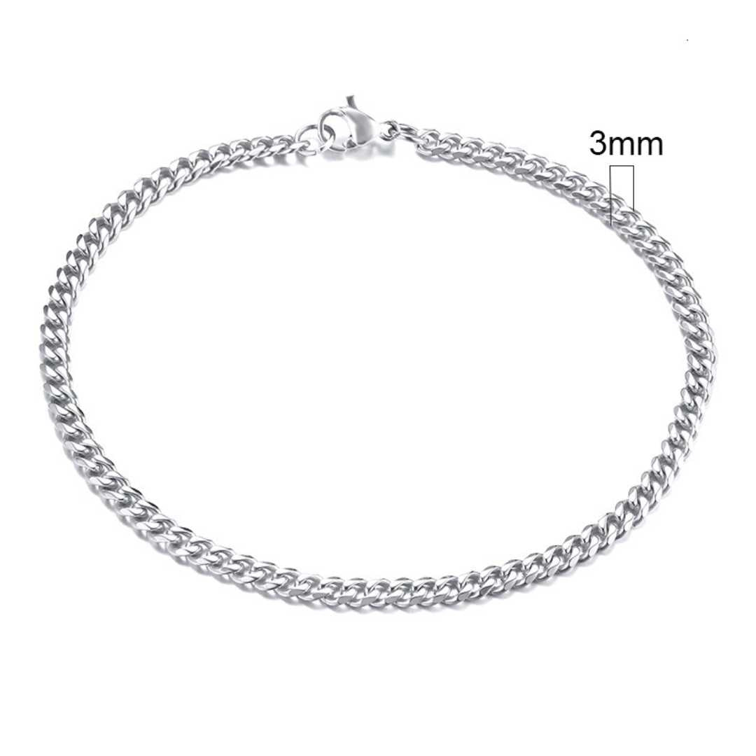 Pulseira Masculina Cubana - Prata 3 mm