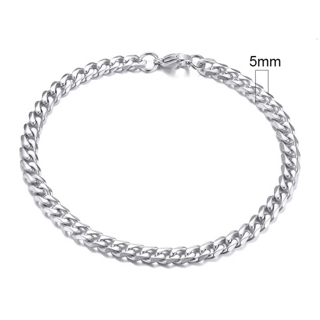 Pulseira Masculina Cubana - Prata 5 mm