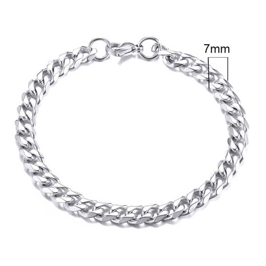 Pulseira Masculina Cubana - Prata 7 mm