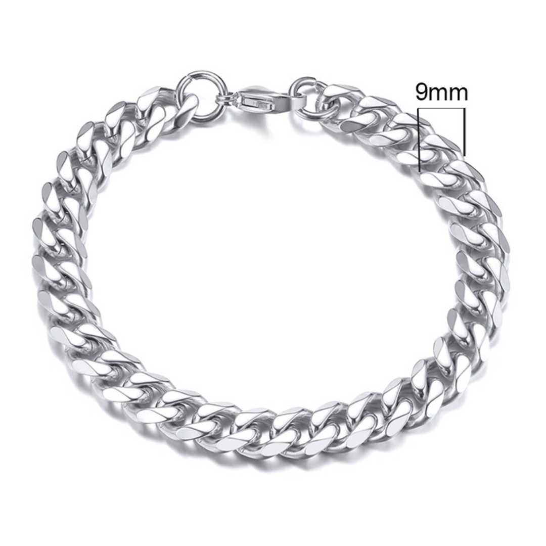 Pulseira Masculina Cubana - Prata 9 mm