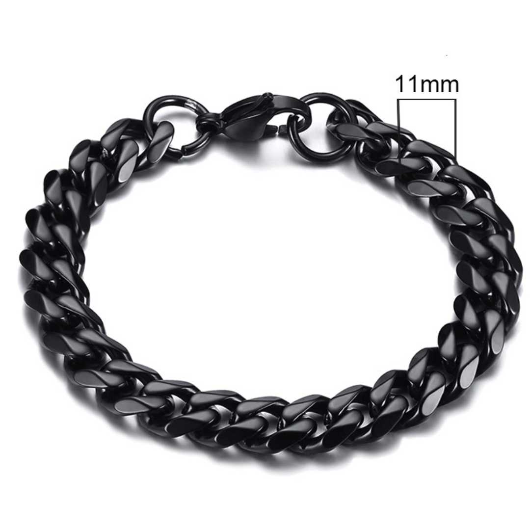 Pulseira Masculina Cubana - Preta 11 mm