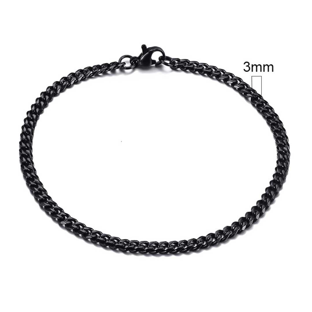 Pulseira Masculina Cubana - Preta 3 mm