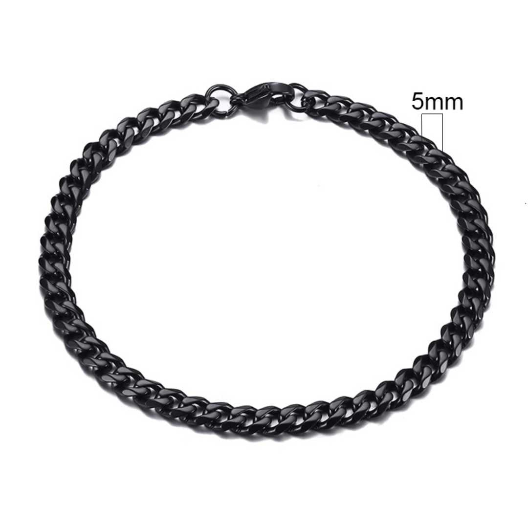 Pulseira Masculina Cubana - Preta 5 mm