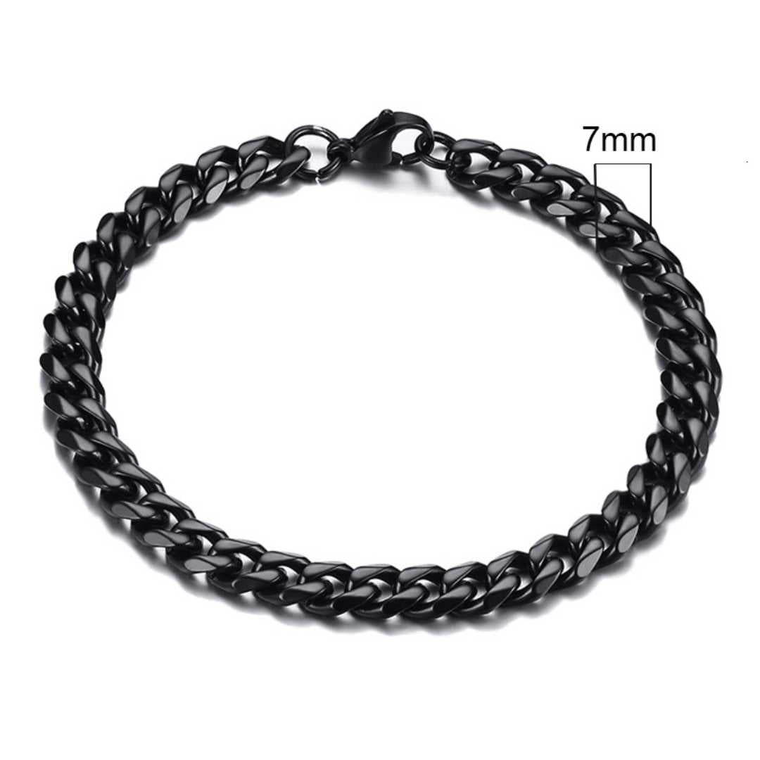 Pulseira Masculina Cubana - Preta 7 mm